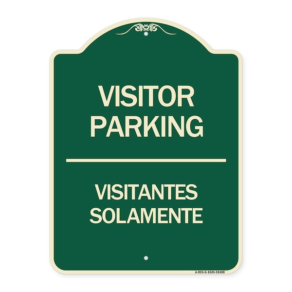 Bilingual Reserved Parking Visitor Parking Visitantes Solamente Alum Sign, 24" x 18", G-1824-24300